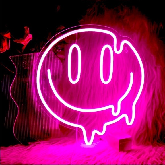 Urban Outfitters Other - Smiley Face Neon Pink Light Wall Decor Bedroom Bathroom Dorm College Party Sign